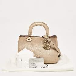 Pre Owned Dior Gold Leather Mini Diorissimo Tote