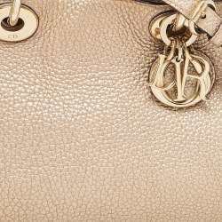 Pre Owned Dior Gold Leather Mini Diorissimo Tote