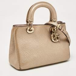 Pre Owned Dior Gold Leather Mini Diorissimo Tote