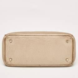 Pre Owned Dior Gold Leather Mini Diorissimo Tote