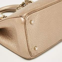 Pre Owned Dior Gold Leather Mini Diorissimo Tote