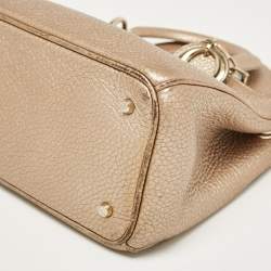 Pre Owned Dior Gold Leather Mini Diorissimo Tote
