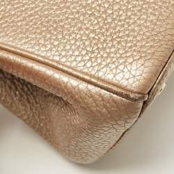 Pre Owned Dior Gold Leather Mini Diorissimo Tote