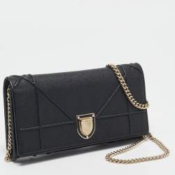 Dior Black Leather Diorama Chain Clutch