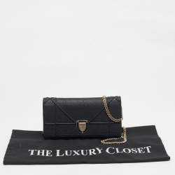 Dior Black Leather Diorama Chain Clutch