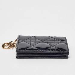 Dior Black Cannage Patent Leather Lady Dior Card Case