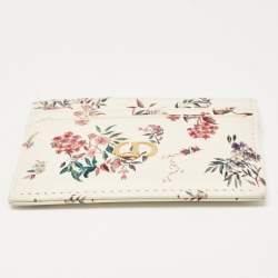 Pre Owned Dior Multicolor Floral Print Leather Caro Card Holder