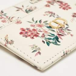 Pre Owned Dior Multicolor Floral Print Leather Caro Card Holder