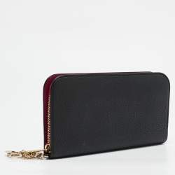 Pre Owned Dior Black Leather Diorissimo Voyageur Zip Around Wallet