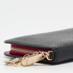 Pre Owned Dior Black Leather Diorissimo Voyageur Zip Around Wallet