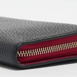 Pre Owned Dior Black Leather Diorissimo Voyageur Zip Around Wallet