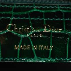 Pre Owned Dior Green Crocodile Babe Top Handle Bag