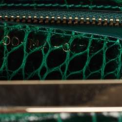 Pre Owned Dior Green Crocodile Babe Top Handle Bag