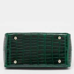 Pre Owned Dior Green Crocodile Babe Top Handle Bag