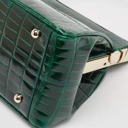 Pre Owned Dior Green Crocodile Babe Top Handle Bag