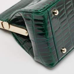 Pre Owned Dior Green Crocodile Babe Top Handle Bag