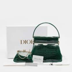 Pre Owned Dior Green Crocodile Babe Top Handle Bag