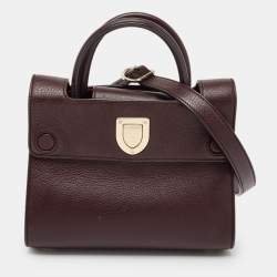 Pre Owned Dior Burgundy Leather Mini Diorever Tote