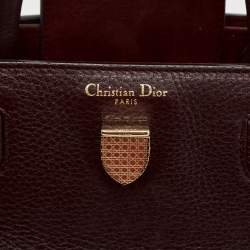 Pre Owned Dior Burgundy Leather Mini Diorever Tote