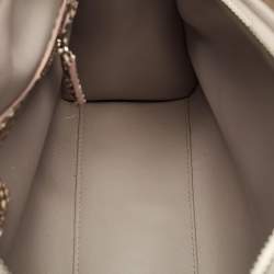 Pre Owned Dior Orange/Beige Quilted Leather and Python Large Lady Dior Tote