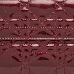 مملوكة مسبقًا Dior Burgundy Cannage Patent Leather Lady Dior French Wallet
