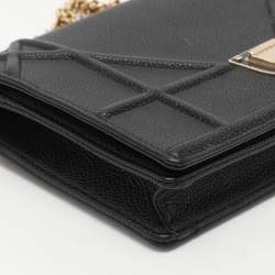 Pre Owned Dior Black Leather Diorama Wallet on Chain