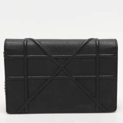 Pre Owned Dior Black Leather Diorama Wallet on Chain