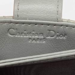 Dior Grey Cannage Patent Leather Lady Dior 5 Gusset Card Holder