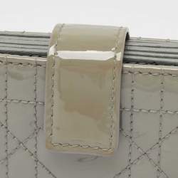 Dior Grey Cannage Patent Leather Lady Dior 5 Gusset Card Holder