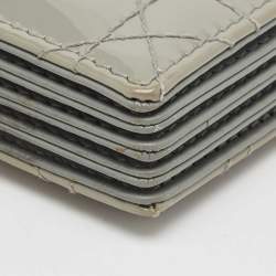 Dior Grey Cannage Patent Leather Lady Dior 5 Gusset Card Holder