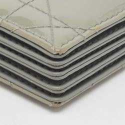 Dior Grey Cannage Patent Leather Lady Dior 5 Gusset Card Holder