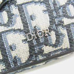 Dior Cream/Navy Canvas Oblique Clutch Shoulder Bag