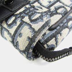 Dior Cream/Navy Canvas Oblique Clutch Shoulder Bag