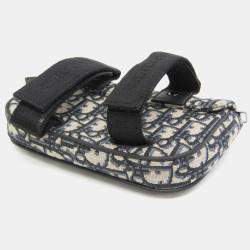 Dior Cream/Navy Canvas Oblique Clutch Shoulder Bag