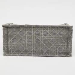 Dior Grey Embroidered Canvas Medium Book Tote