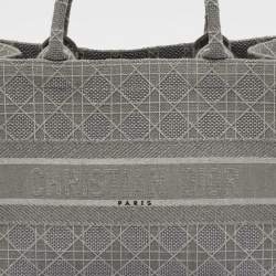 Dior Grey Embroidered Canvas Medium Book Tote