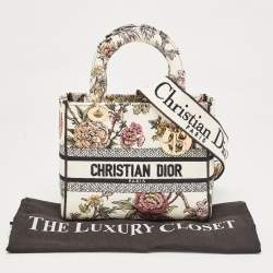 Pre Owned Dior Multicolor Floral Embroidered Canvas Medium Lady D-Lite Tote