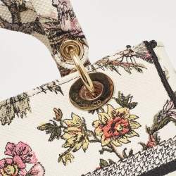 Pre Owned Dior Multicolor Floral Embroidered Canvas Medium Lady D-Lite Tote
