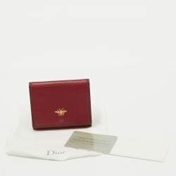 Pre Owned Dior Burgundy Leather D Bee Flap Bifold Wallet
