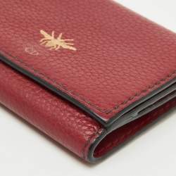 Pre Owned Dior Burgundy Leather D Bee Flap Bifold Wallet