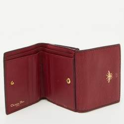 Pre Owned Dior Burgundy Leather D Bee Flap Bifold Wallet
