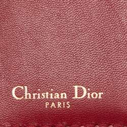 Pre Owned Dior Burgundy Leather D Bee Flap Bifold Wallet