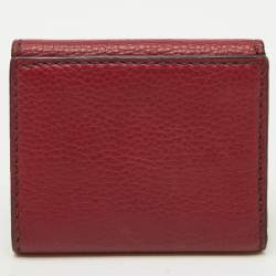 Pre Owned Dior Burgundy Leather D Bee Flap Bifold Wallet