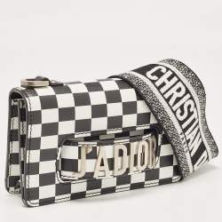 Dior Black/White Leather Miss J'Adior Checkered Crossbody Bag
