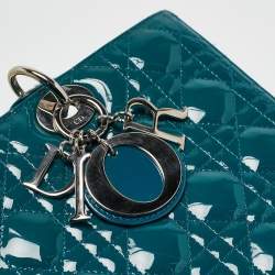 Pre Owned Dior Blue Cannage Patent Leather Large Lady Dior Tote