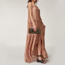 Dior Dark Brown Canvas and Leather Vintage Flap Clutch