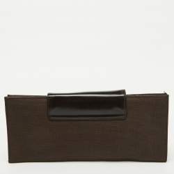 Dior Dark Brown Canvas and Leather Vintage Flap Clutch