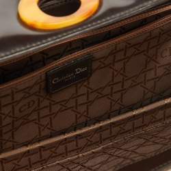 Dior Dark Brown Canvas and Leather Vintage Flap Clutch