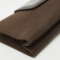 Dior Dark Brown Canvas and Leather Vintage Flap Clutch