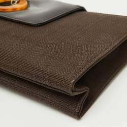 Dior Dark Brown Canvas and Leather Vintage Flap Clutch